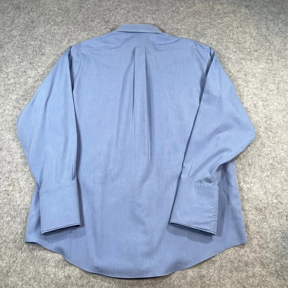 Brooks Brothers Mens Button Down 17.5 35 Regular Fit Non-Iron French Cuff Blue